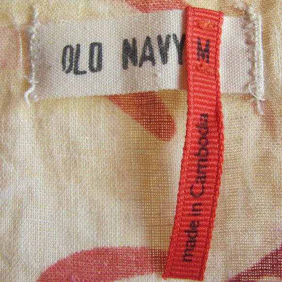 Old Navy Floral Linen Cotton Blouse Size M Boho Festival Hippie Beach Travel - Picture 5 of 6